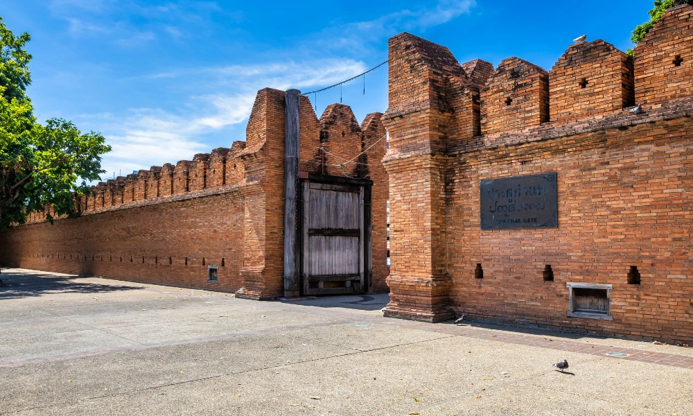 Tha Phae Gate Chiang Mai old city ancient wall and moat in Chiang Mai Northern Thailand