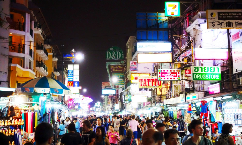 Khao San Road night market in Bangkok