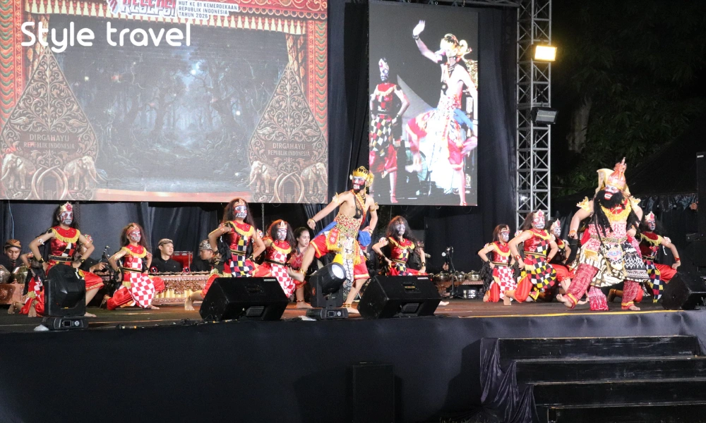 Traditional Balinese Dance Performance on Outdoor Stage